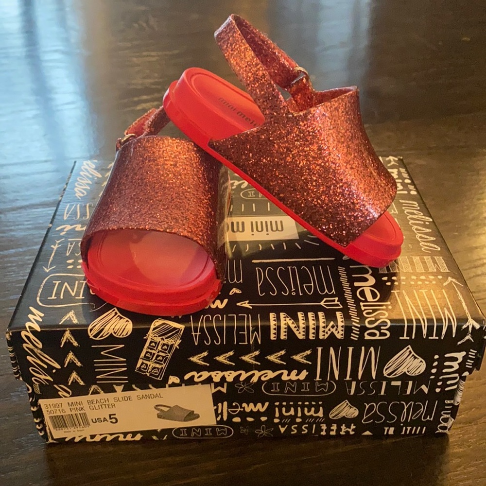 Pink Sparkle Mini Melissa Sandals - Sizs 5